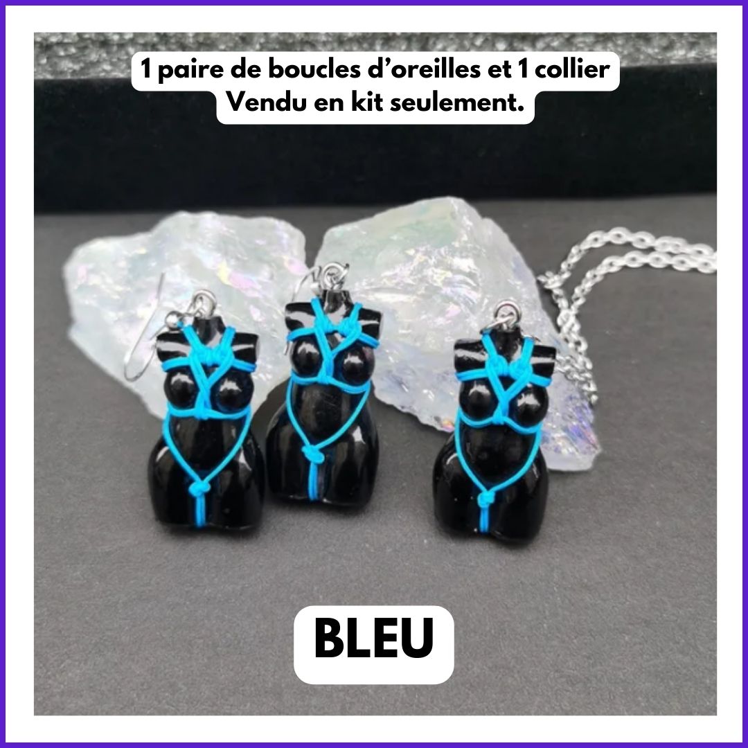 Collier et boucles d'oreille Déesse Shibari Harnais Coeur - Image 8