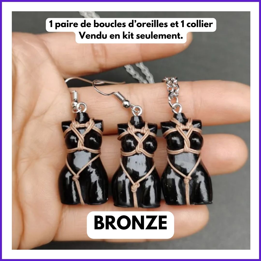 Collier et boucles d'oreille Déesse Shibari Harnais Coeur - Image 7