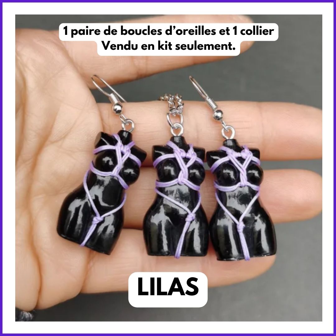 Collier et boucles d'oreille Déesse Shibari Harnais Coeur - Image 5