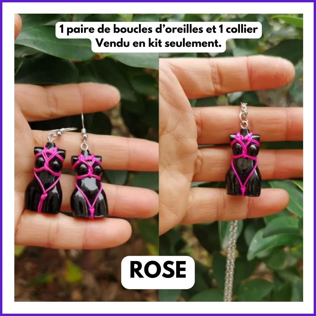 Collier et boucles d'oreille Déesse Shibari Harnais Coeur - Image 4