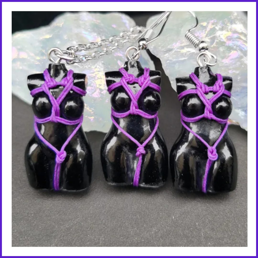 Collier et boucles d'oreille Déesse Shibari Harnais Coeur