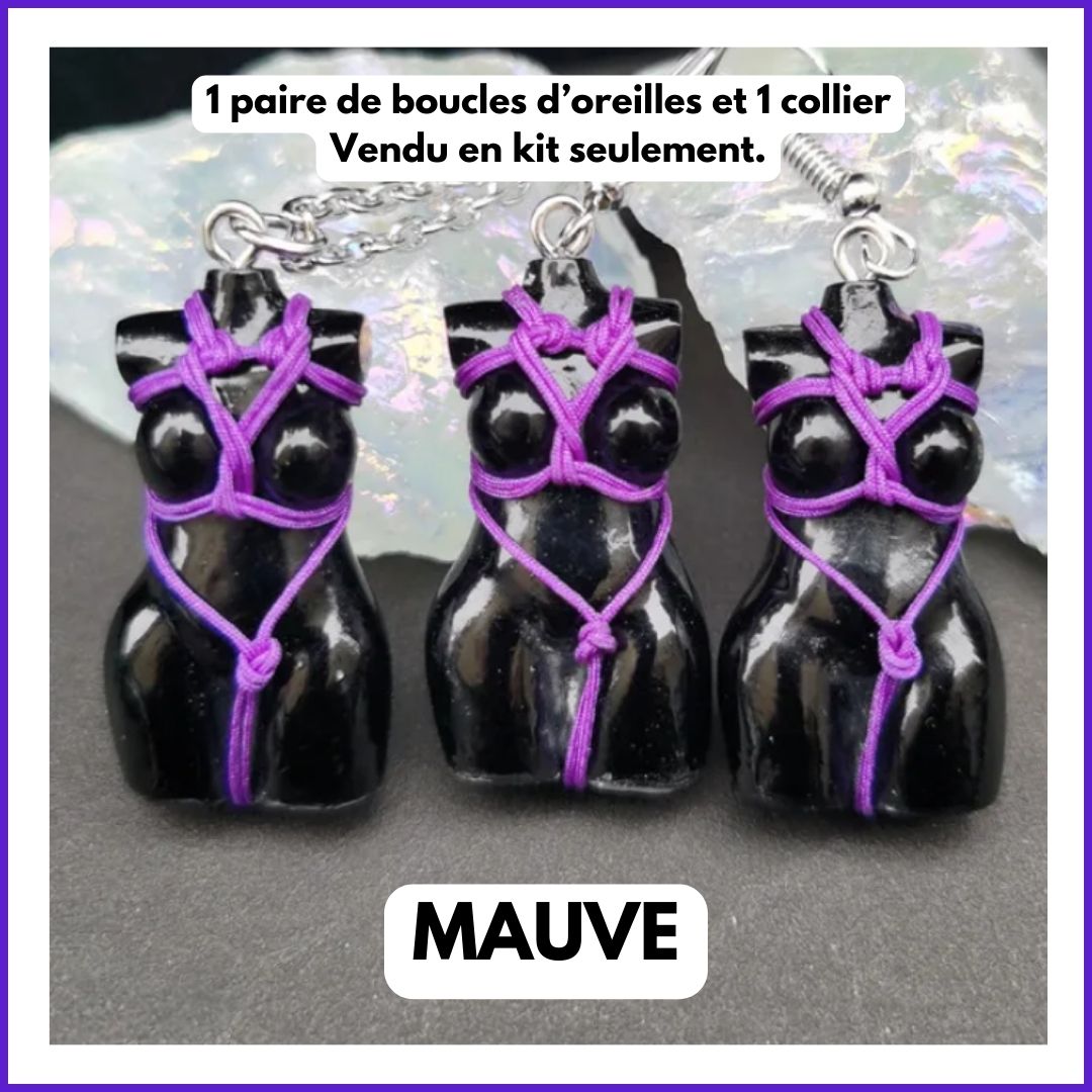 Collier et boucles d'oreille Déesse Shibari Harnais Coeur - Image 3