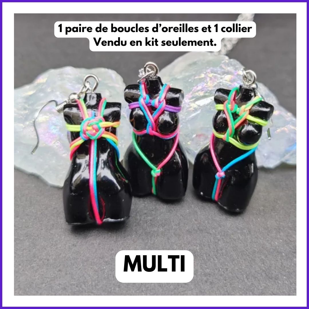 Collier et boucles d'oreille Déesse Shibari Harnais Coeur - Image 2