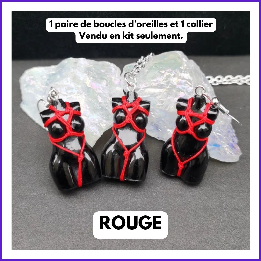 Collier et boucles d'oreille Déesse Shibari Harnais Coeur - Image 9