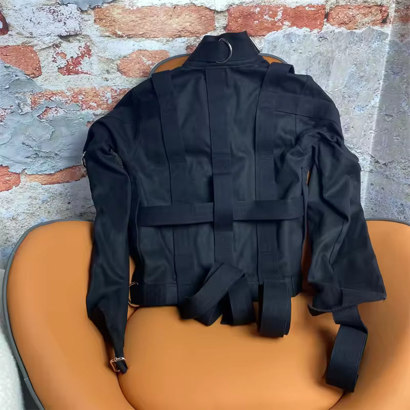 Asylum Straitjacket Bondage Gear -Black- Unisex BDSM Fetish Restraint - Image 2