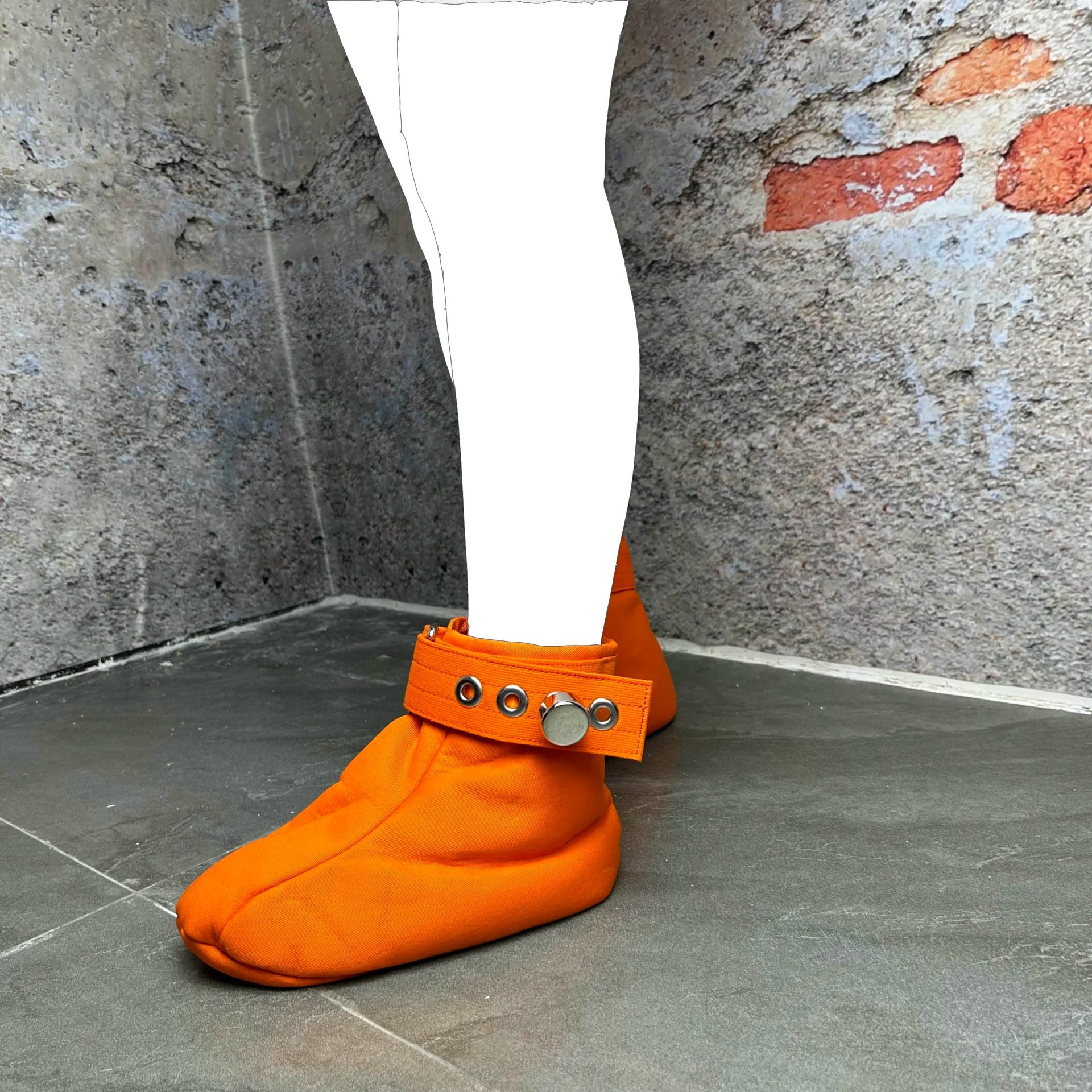 Spiked Sole Bondage Booties – Orange – Soft Padded BDSM Restraints for Crawling & Medical Play - Image 2