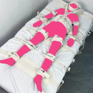 Strapped down -Beige- 8 points Asylum Lockable Bed Restraints System Bondage Harness with Shoulder Strap