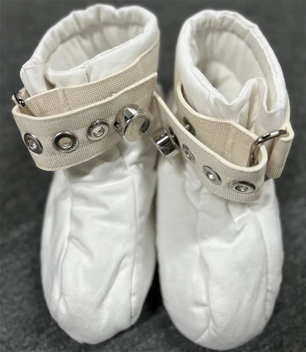 Spiked Sole Bondage Booties – Beige – Soft Padded BDSM Restraints for Crawling & Medical Play - Image 3