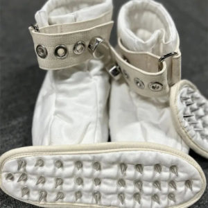 Spiked Sole Bondage Booties – Beige – Soft Padded BDSM Restraints for Crawling & Medical Play