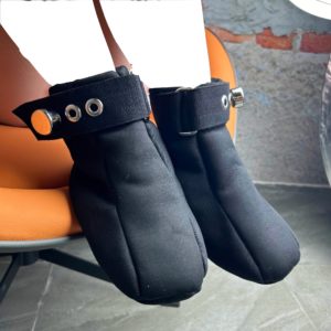 Spiked Sole Bondage Booties – Black – Soft Padded BDSM Restraints for Crawling & Medical Play