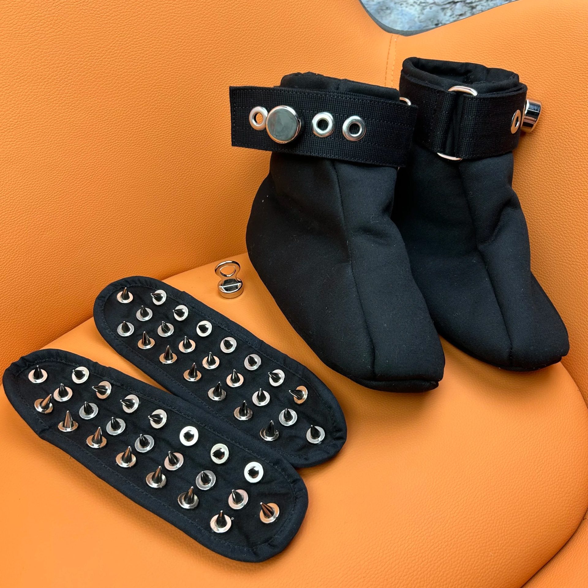 Spiked Sole Bondage Booties – Soft Padded BDSM Restraints for ABDL Crawling & Medical Play - Image 2