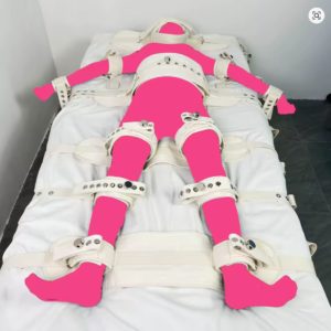 Strapped down -Beige- 7 points Asylum Lockable Bed Restraints System Bondage Harness